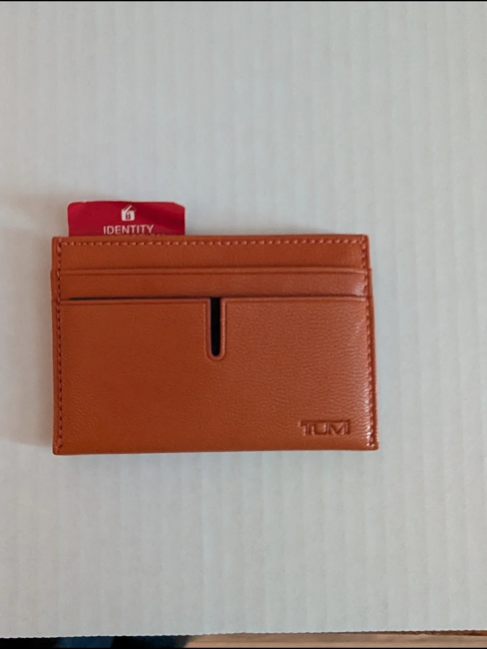 TUMI Slim Card Holder in Cognac Brown